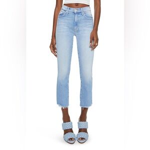 mother the insider high waist step frayed hem cropped jeans in limited edition